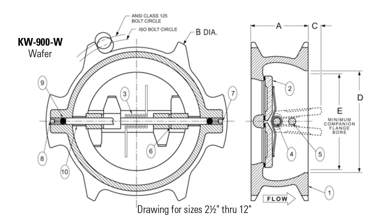 check valve KW-900-W drawing
